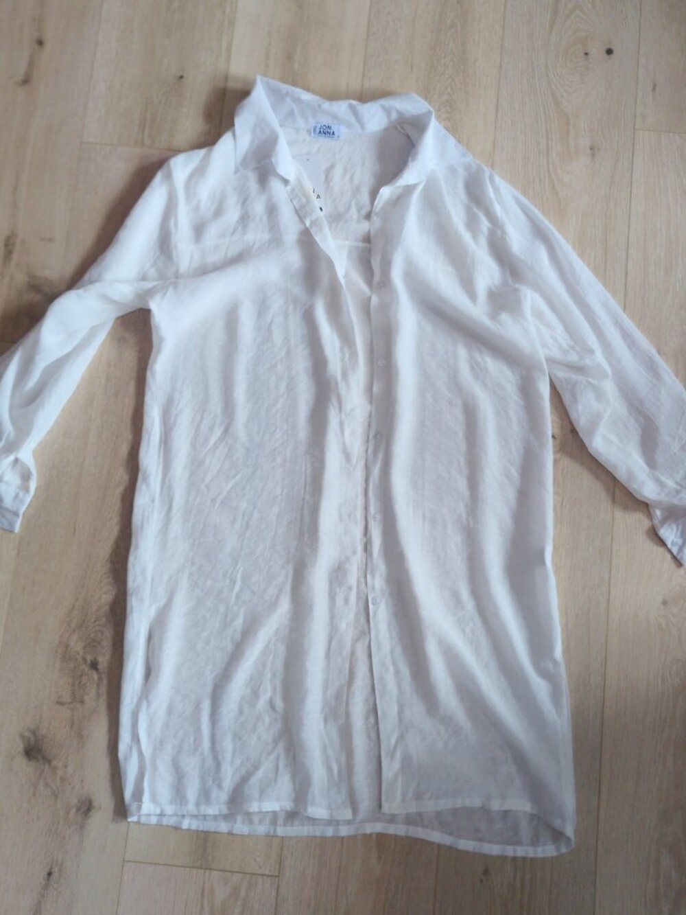 NWT White Button Up Swim Suit Cover Up Medium